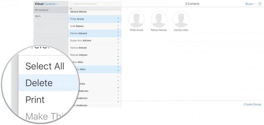 how to delete multiple contacts from iphone